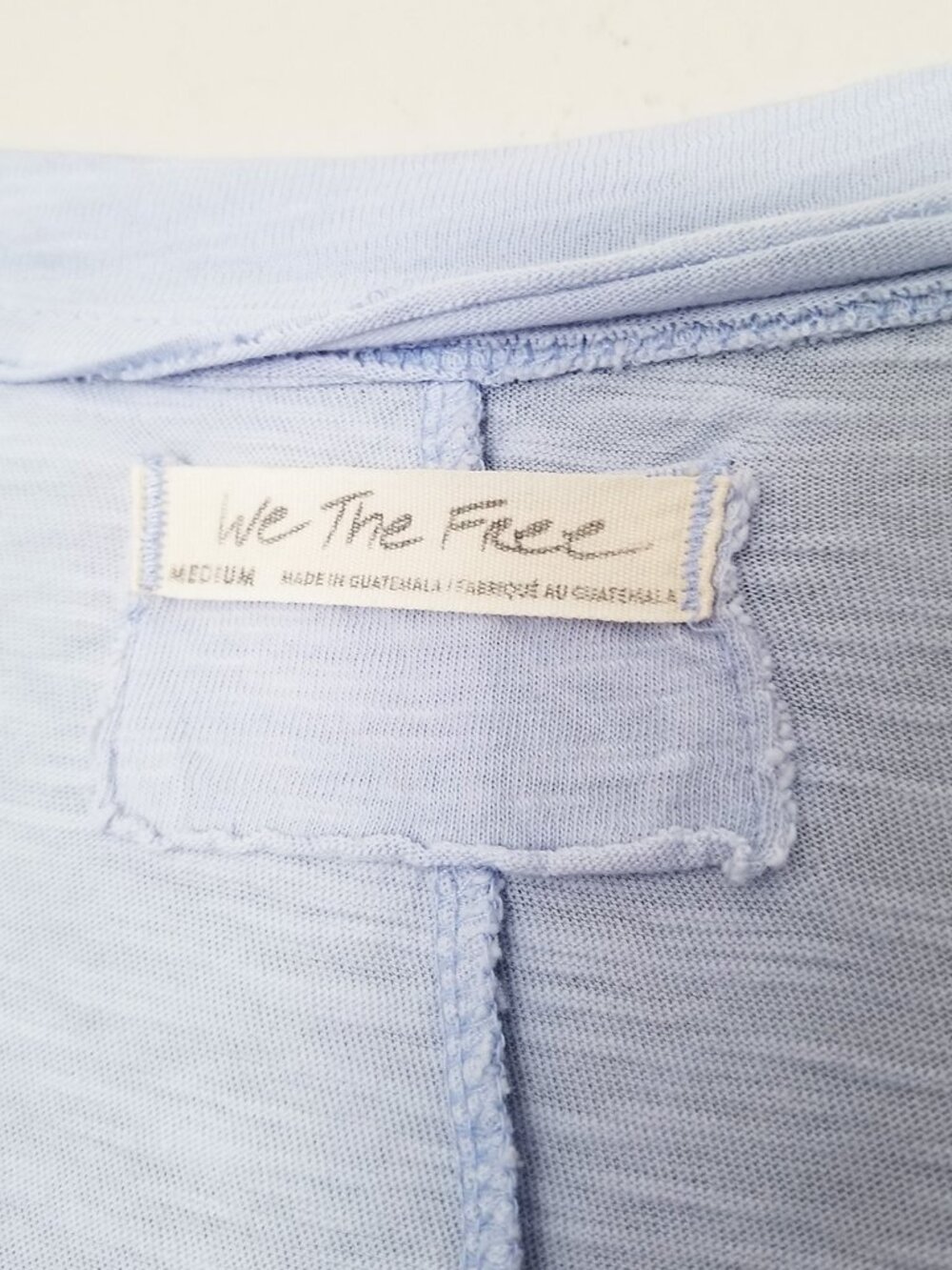 Free People We the Free Arden Tee Size M Rain Light Blue 100% Cotton Longline - Picture 9 of 16